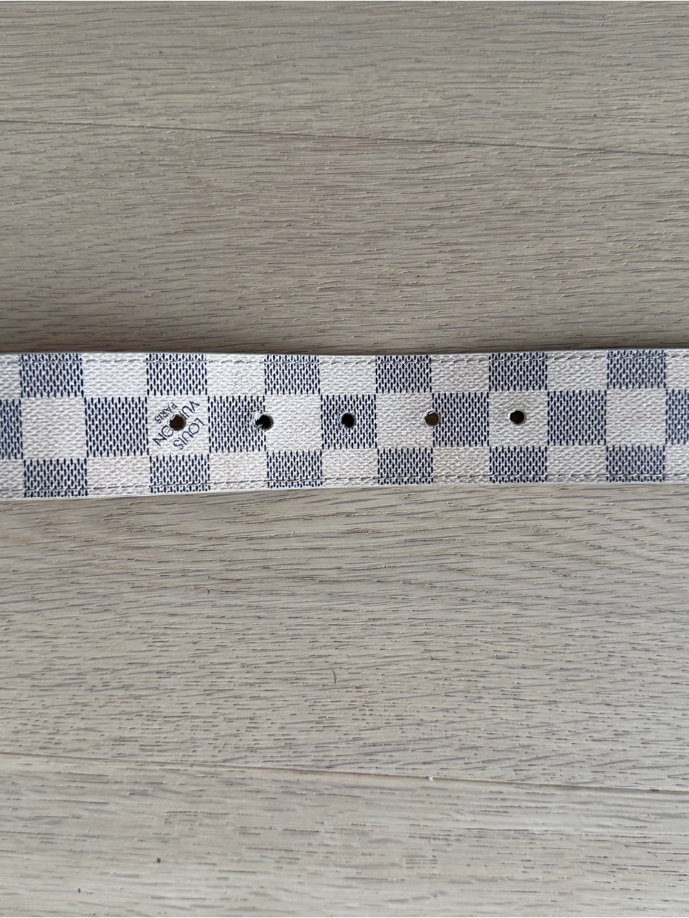 Louis Vuitton Damier Azur Check Canvas Belt in White and Light Blue